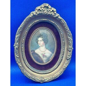 Vintage Cameo Creation Portrait Baroness Von Krudener Oval Convex Glass